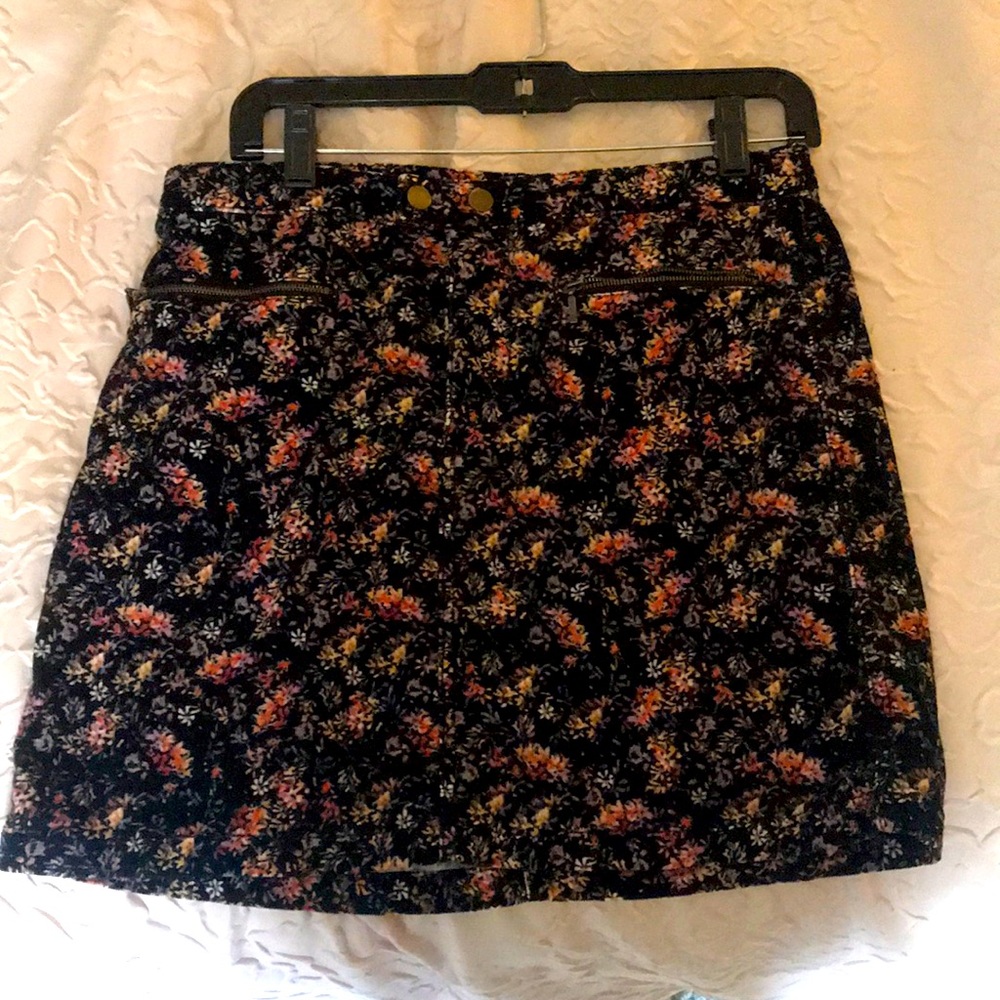 Mission Corduroy Black Floral Mini Skirt